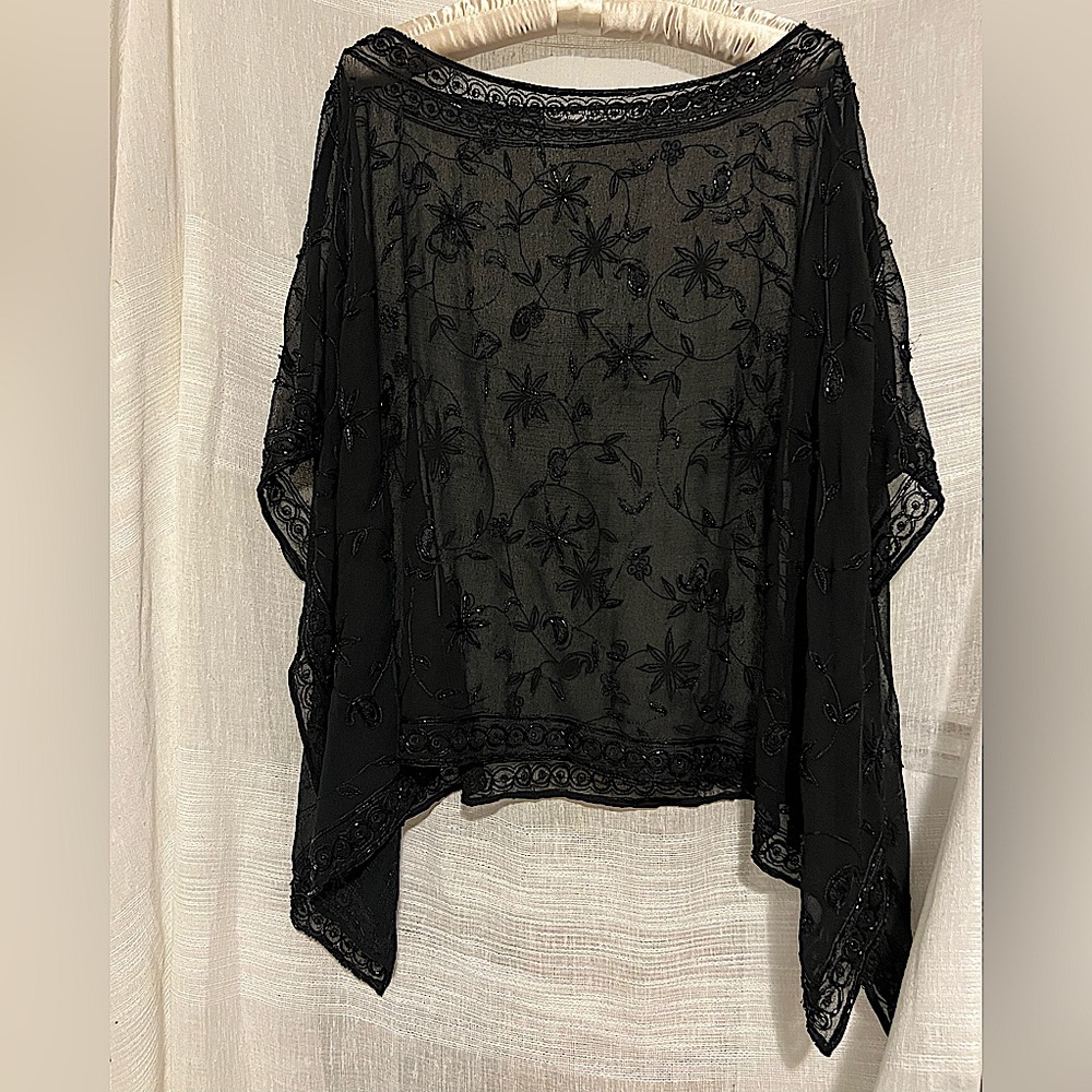 Scala sheer beaded elegant poncho